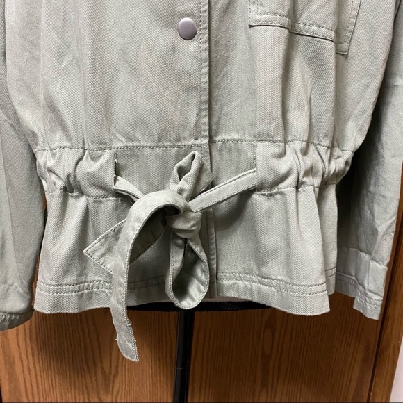 Madewell Southlake Military Jacket Sage Green Snap Buttons Medium Tie Wa… - Picture 6 of 8